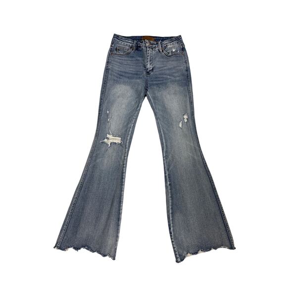 Judy Blue Flare Jeans Jocelyn Mid Rise Tummy Control Blue Size Women's 7 / 28 - Picture 1 of 5